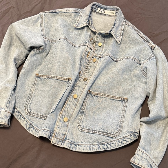 Zara Faded Blue Denim Jacket - Picture 1 of 6